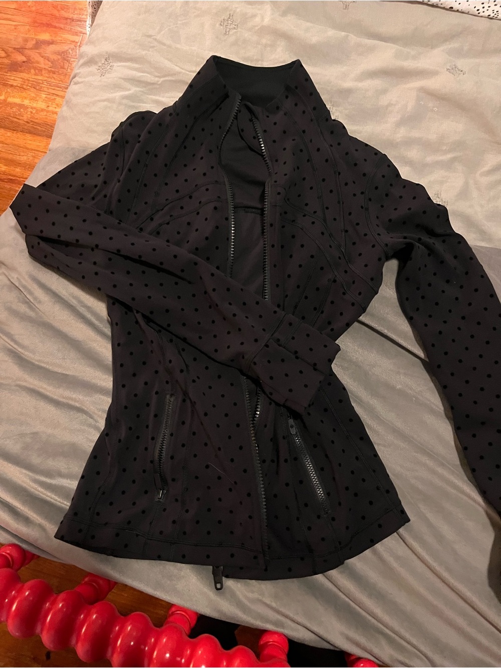 lululemon athletica Black Polka-Dot Zip Bomber Jacket